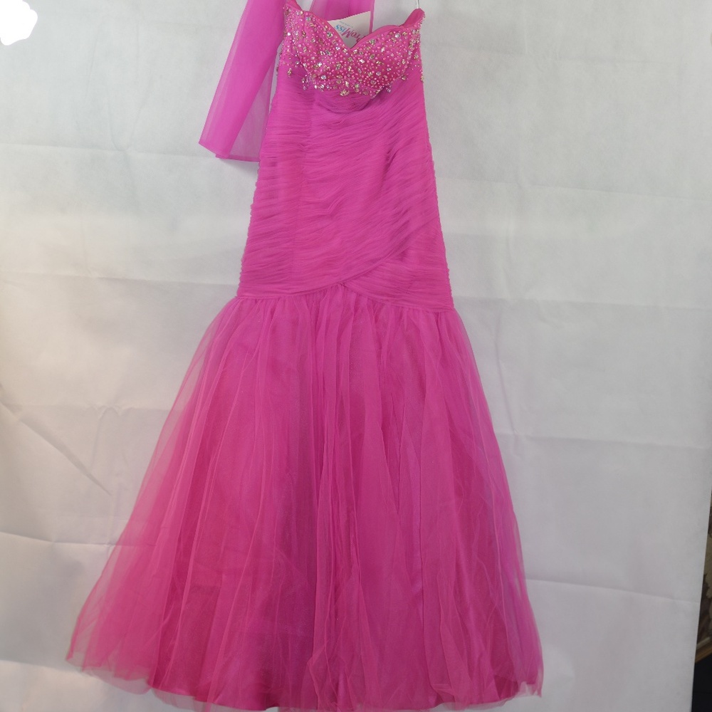 Miss Prom Mermaid Style Tulle Beads/Sequins/Rhinestone  Dress Sz 4 NWT